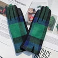 thumbnail image 2 of Qwertyu Women Plaid Gloves Winter Touchscreen Gloves Tartan Fleece Warm Mitten Women's Cold Weather Glove Green, 2 of 4