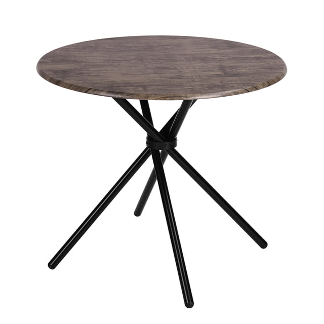 HOMYLIN Mesa Redonda de Cocina Moderna 80×80cm con Patas de Hierro Cruzadas, Marrón, 2-4 Personas