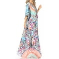 thumbnail image 4 of Sakkas Georgettina Flowy Rhinestone V Neck Long Caftan Dress / Cover Up - TLTU266-Turq - One Size, 4 of 5