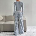 thumbnail image 5 of Aellinatey Womens Striped 2 Piece Sets Square Neck Top Cropped Tunic Wide Leg Pants Casual Lounge Sweatsuits Vacation Clothes, 5 of 8