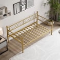 thumbnail image 3 of Twin Size Daybed Frame Heavy Duty Metal Slats Mattress Foundation Platform Sofa Bed with Headboard for Bedroom, Black (Daybed), 3 of 9