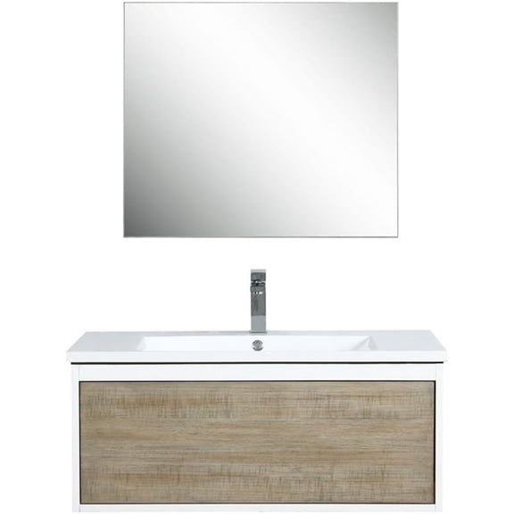Lexora Home Scopi 36" Single Acrylic Top Bathroom Vanity with Faucet and Mirror