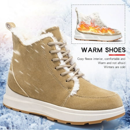 

Josdec Booties for Women Winter/Fall Clearance Large Solid Color Cotton Suede Lace Up Student Warm Short Snow Boots