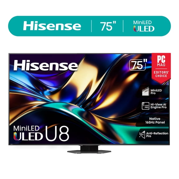 Hisense 75 inch Class U8 Series Mini-LED ULED 4K UHD Google Smart TV (75U8QG, 2025 Model)