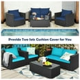 thumbnail image 6 of Costway 4PCS Patio Rattan Furniture Set Cushioned Sofa Loveseat with Navy & Turquoise Cover, 6 of 12