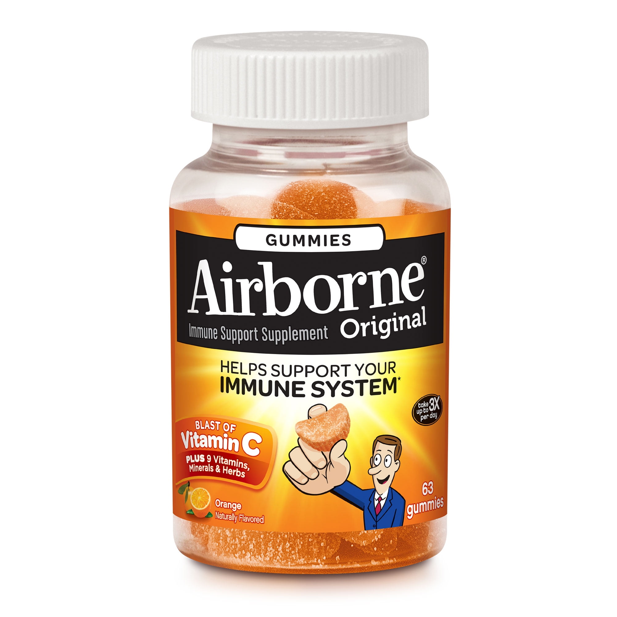 Airborne Orange Gummies, 1000 Milligram Vitamin C, Immune Support, and