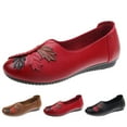 thumbnail image 6 of ZTTD Fashion Four Season Women Casual Shoes Flat Round Toe Patchwork Leather Solid Color Leaves Lightweight and Comfortable Slip On, 6 of 6