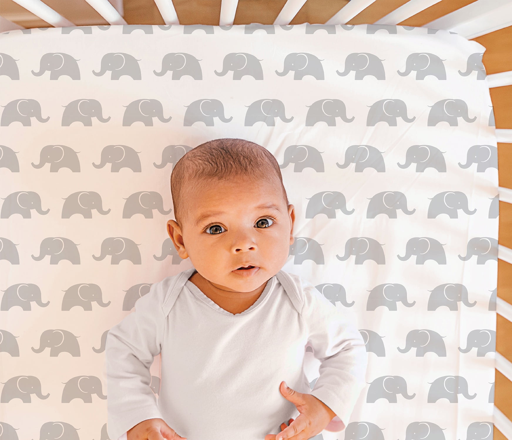 The Peanutshell Elephant Walk Crib Bedding Set for Baby Boys or Baby Girls, 3 Piece Nursery Set with Quilt, Fitted Crib Sheet, and Dust Ruffle