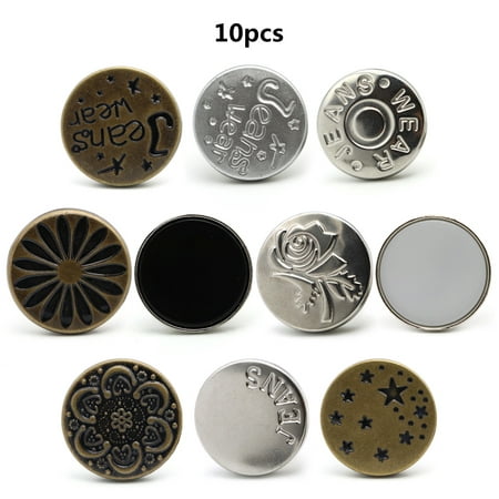 4pcs 17mm Jean Buttons Replacement No Sew Removable