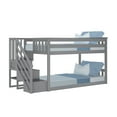 thumbnail image 3 of Max & Lily Solid Wood Twin over Twin Low Bunk Bed for Kids with Staircase, Grey, 3 of 12
