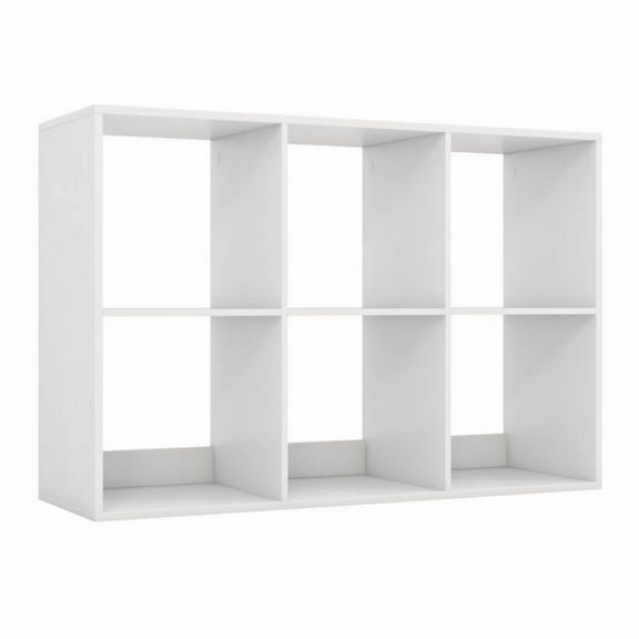 6 Cube Bookshelf with Back Guardrail for Living Room Bedroom