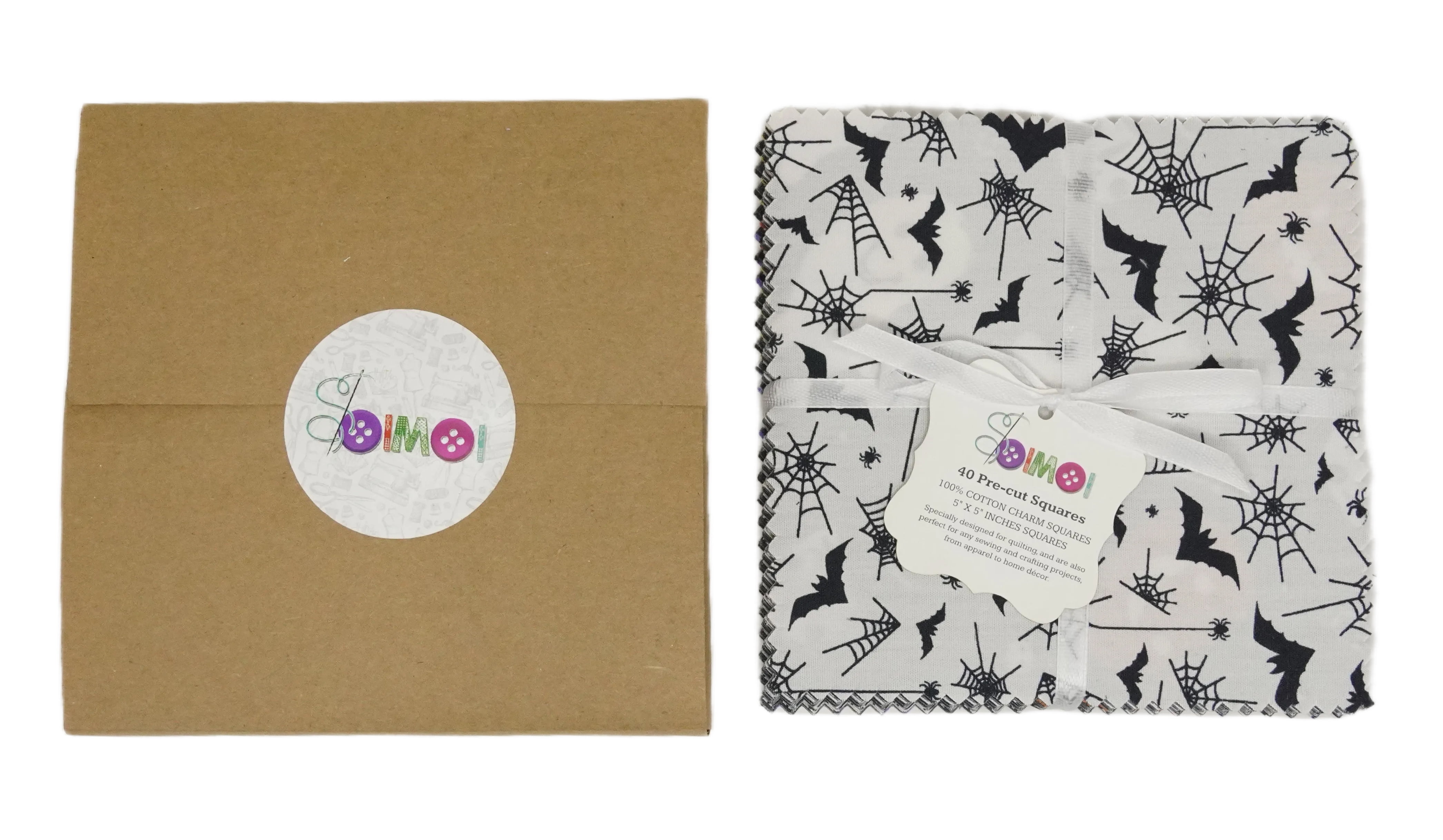 Soimoi Precut 10-inch Halloween Prints Cotton Fabric Bundle Quilting Squares Charm Pack DIY Patchwork Sewing Craft