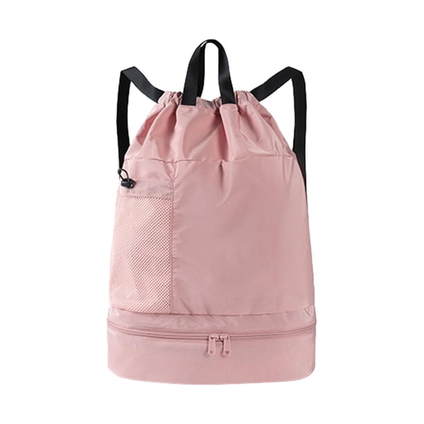 Mochilas con cordón de malla para natación, bolsa de baloncesto para fútbol, viajes, baloncesto Rosa