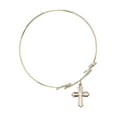 thumbnail image 2 of 7 1/2 inch Round Double Loop Bangle Bracelet w/ Cross medal charm w/ April Crystal Swarovski Crystal, 2 of 3