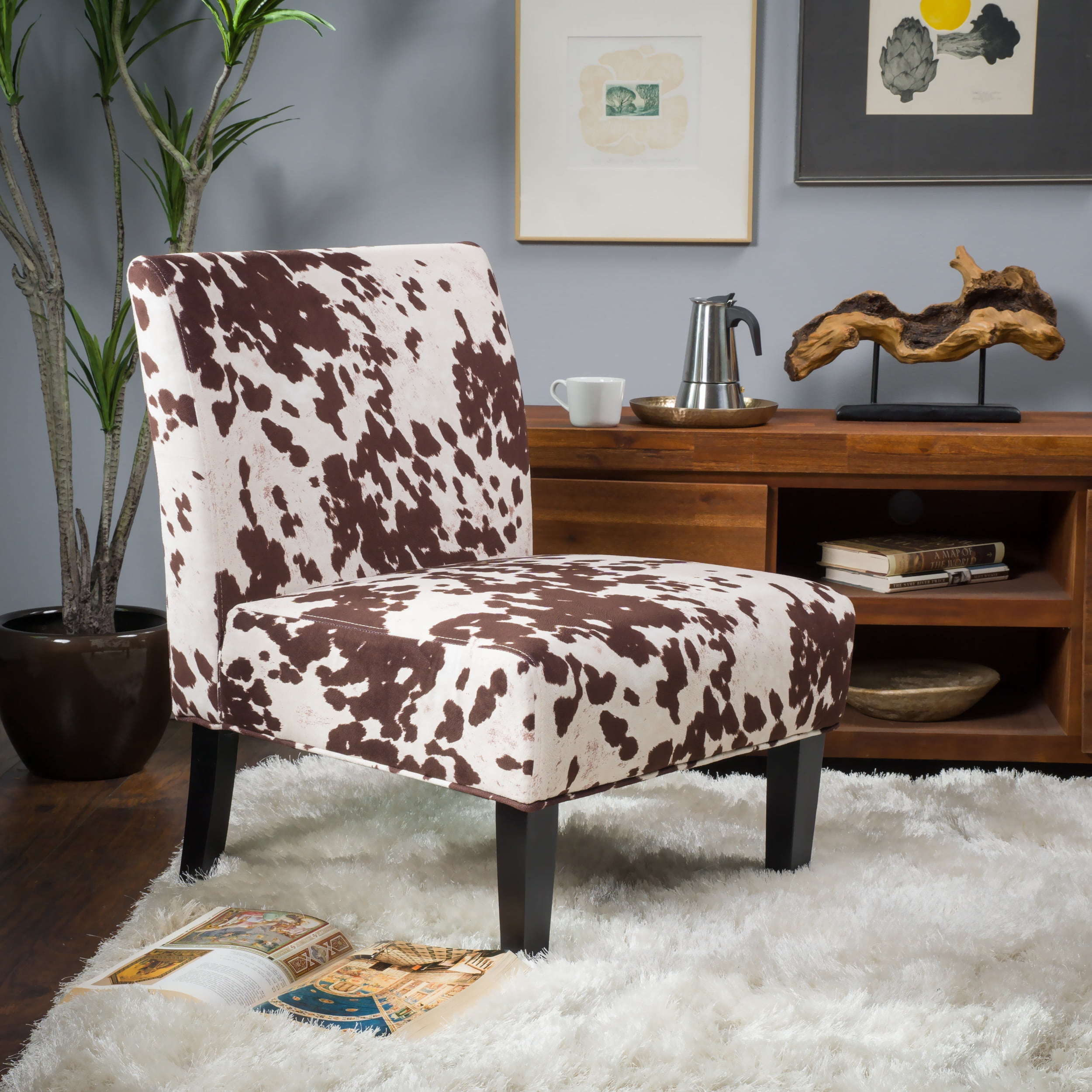 Kendal Milk Cow Fabric Accent Chair Set Of 2