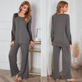 thumbnail image 2 of Nouveau Style Automne et Hiver Dames Coton Pur Manches Longues Tenue Décontractée Pyjama Ensemble Gris TTG, 2 of 8