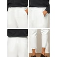 thumbnail image 6 of INSPIRE CHIC Men's Formal Cropped Pants Solid Color Flat Front Dress Trousers 30 White, 6 of 6