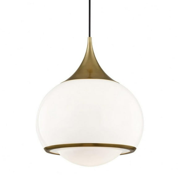 -1-Light Large Pendant in Style-14 inches Wide By 17.25 inches High-Aged Brass Finish Bailey Street Home 735-Bel-3321907