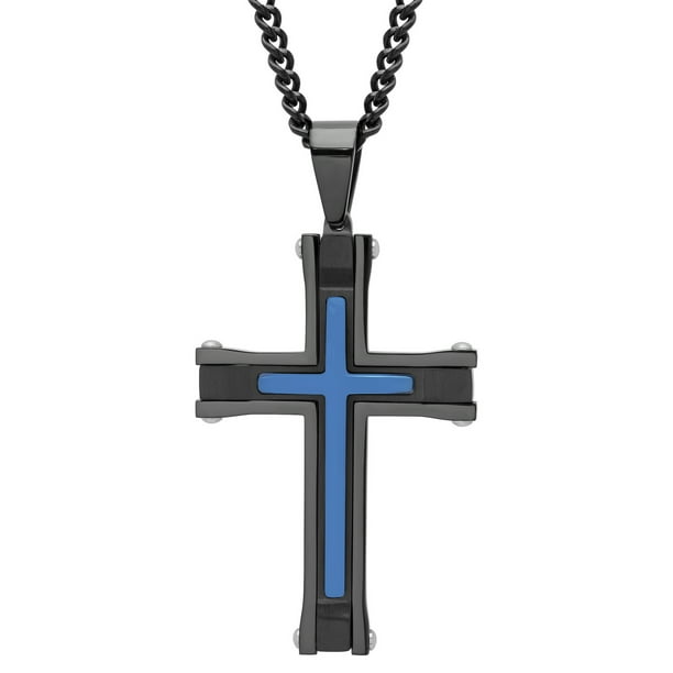 Get the best deals on necklace walmart and save up to 70% off at poshmark now! men s black and blue stainless steel cross pendant necklace chain