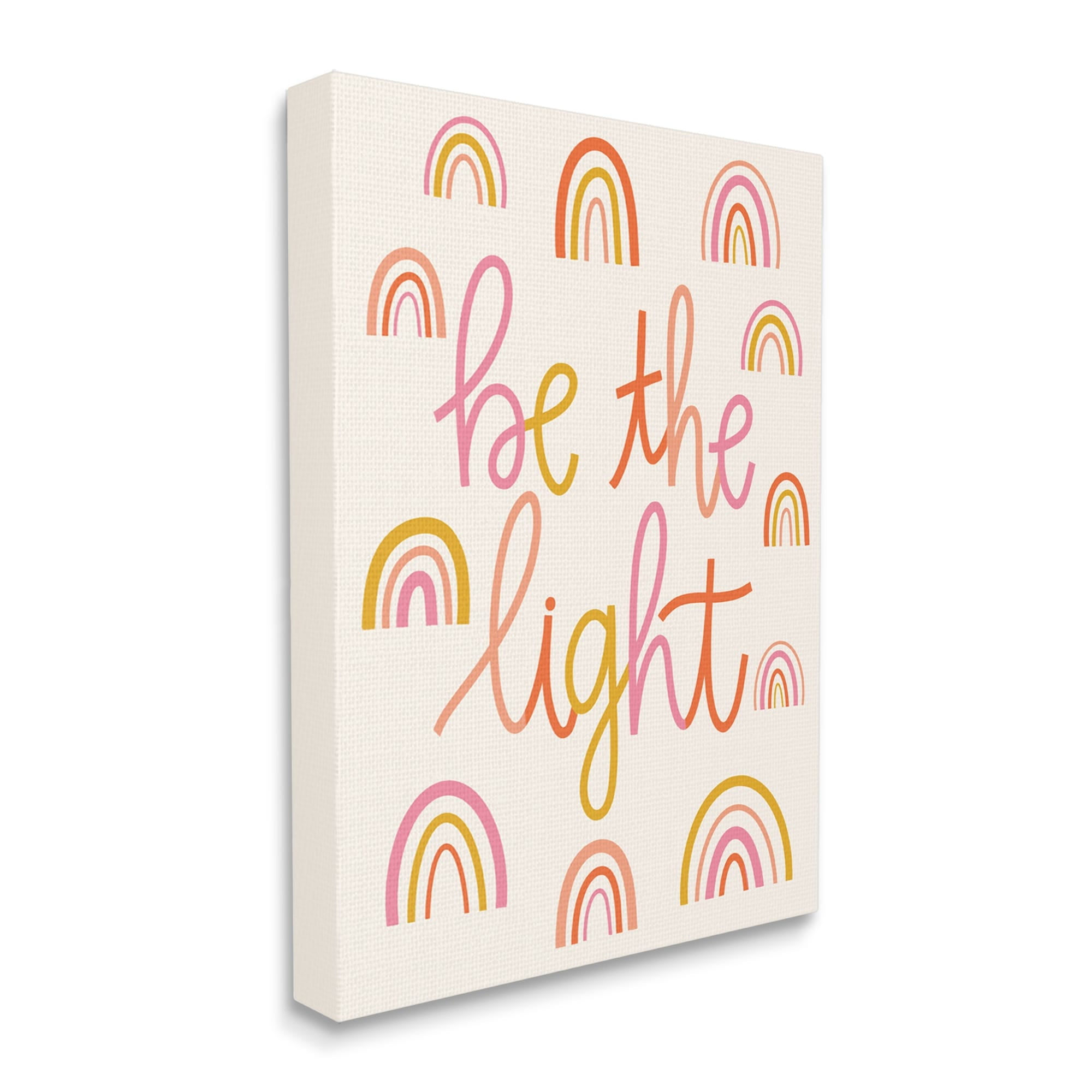 Stupell Industries Be The Light Saying Bold Rainbow Stripes Pattern Canvas Wall Art, 16 x 20, Design by Taylor Shannon Designs