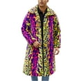 thumbnail image 2 of BLTIBY Mens Faux Fur Cardigan Coat Winter Long Fleece Jacket Lapel Parka Overcoat Warm Open Front Outwear Hot Pink M, 2 of 8