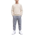 thumbnail image 5 of BXJX Boys Cotton Outfit Sets  Size 10-12, 2 Piece School Long Sleeve Crew Neck Sweatshirts and Joggers Sets Beige, 5 of 7