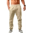 thumbnail image 1 of Pantalónes Recto Sueltos De Hombre Casual De Algodón Y Lino, 1 of 4