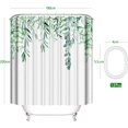 thumbnail image 2 of Cortina de ducha Impermeable a prueba de moho Cortina de baño Poliéster Estampado de plantas de hojas verdes Lavable con 12 ganchos en C para la cabina de ducha de la bañera del hogar (180 cm x 200 c JAMW  Sencillez, 2 of 5