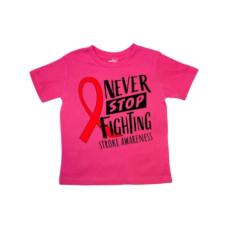 

Inktastic Never Stop Fighting Stroke Awareness Red Ribbon Gift Toddler Boy or Toddler Girl T-Shirt