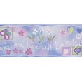 thumbnail image 1 of Coeurs Paix Fleurs Blanches et Rouges Bleu sur Papier Peint Rose Frontière pour les Enfants, Rouler 15' x 5,25'', 1 of 3