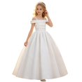 thumbnail image 3 of Rhuody Girls Dress Elegant Strapless Shoulder Formal Gown Sleeveless Flower Girl Dress Leisure Clothing, 3 of 9