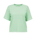 thumbnail image 4 of ShomPort Womens Summer Tops Casual Striped Tie Back Short Sleeve Crew Neck Blouse Dressy Loose T Shirts, 4 of 7