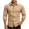 thumbnail image 2 of Ceisia Men Ripstop Long Sleeve Tactical Button Down Shirt Dual Flap Chest Pockets UPF 50 Breathable Outdoor Hiking Military Work Top Khaki XXXXL Gift, 2 of 9