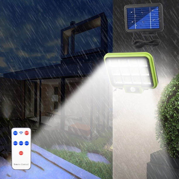 Decoración del hogar, decoración de habitaciones, luces solares para exteriores, luces solares con sensor de movimiento, 3 modos, con control remoto, luces de seguridad de pared para cercas, patios, j