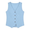 thumbnail image 5 of YaEYa Linen Vest Tops for Women Summer Lightweight Button Down Sleeveless Shirts V Neck, Business Casual Vests Tank Top Fashion 2026 for Work Office Teacher Outfits Vacation (Blue,L), 5 of 5