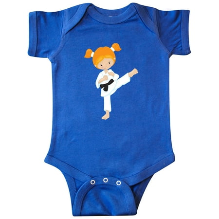 

Inktastic Cute Girl Orange Hair Karate Pose Black Belt Gift Baby Girl Bodysuit