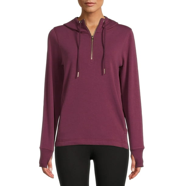 Avia Women's Mink Back Quarter Zip Hoodie With Thumbholes - Walmart.com