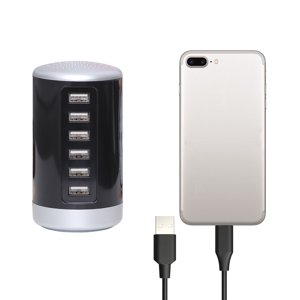 6 adaptateur USB port 6 Port USB HUB Chargeur de téléphone mobile (noir)