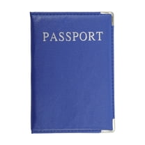 Unique Bargains 1 Pc Passport Holder Metallic Edge Passport Sleeve Blue