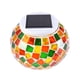 thumbnail image 1 of Lámpara LED solar impermeable para jardín, con forma de bola de mosaico de vidrio, ideal para interiores y exteriores (naranja, amarillo y verde), 1 of 7