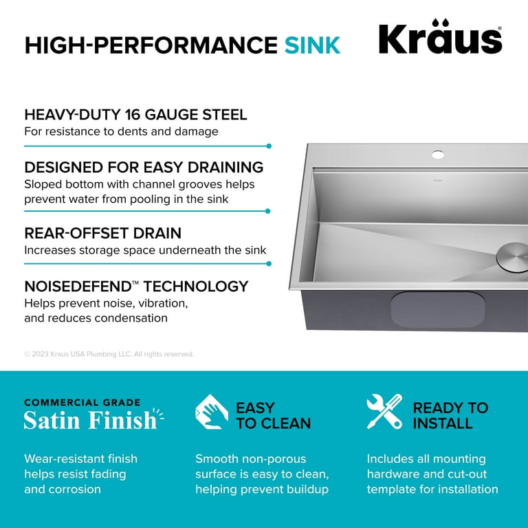 KRAUS Kore Workstation 30 Undermount 16 Gauge Kitchen Sink — DirectSinks