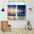 thumbnail image 2 of Beach Sunset Country Kitchen Curtains - Rustic Summer Ocean Short Cafe Curtains Decor for Bathroom Over Sink Tier Curtains Tropical Scenery Hawaiian Rod Pocket Window Drapes 2 Panels set 28" x 36", 2 of 5