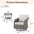 thumbnail image 5 of Opohoro 3 Pieces Outdoor Swivel Chair Set with Round Side Table, Gray PE Rattan Patio Rockers with Beige Cushions for Porch or Backyard, 5 of 11