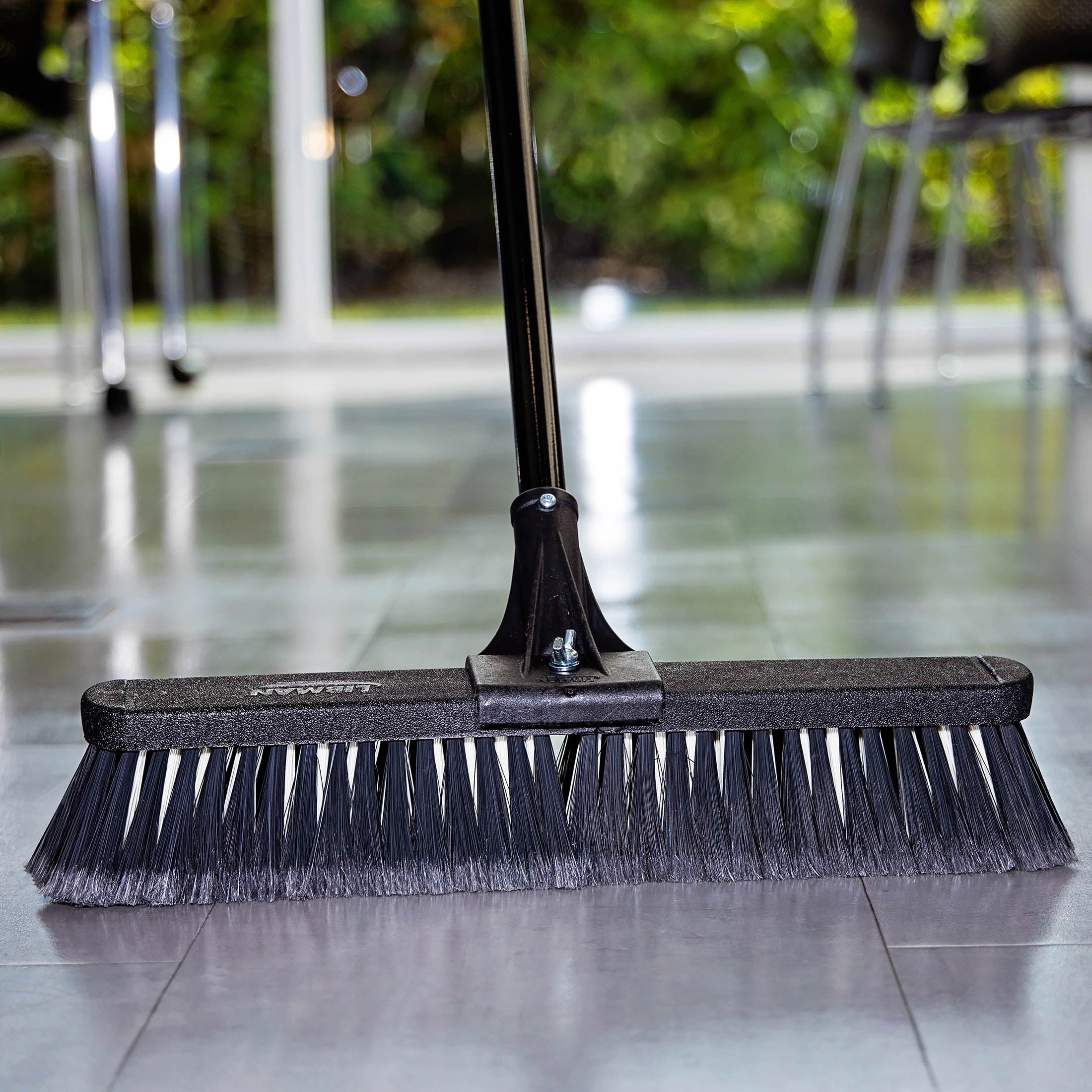 Libman 18" High Power Push Broom Multi-Surface Steel Handle