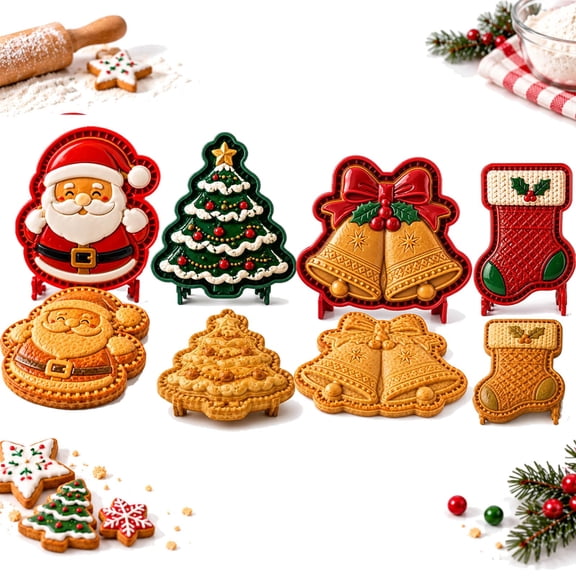 Christmas Mini Pie Molds for Baking, Embossed Hand Pie Molds with 8 Festive Designs for Christmas Pies, Mini Apple Pie Molds & Holiday Baking