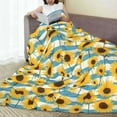 thumbnail image 6 of Salouo White Blue Striped Sunflower Print Bed Blankets,Flannel Blanket Comfortable Air Conditioning Blanket Lightweight Blanket for Sofa Bed Travel & Couch -40"x30", 6 of 8
