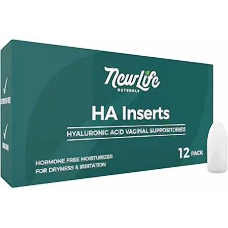 NewLife Naturals HA Inserts Hyaluronic Acid Vaginal Suppositories for Dryness Irritation | Vaginal Moisturizer for Menopause Support, 12 Inserts- 30 Day Use, USA