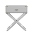 thumbnail image 3 of Weston Home Modern End Table with X-Base Legs and Drawer, White, 3 of 6