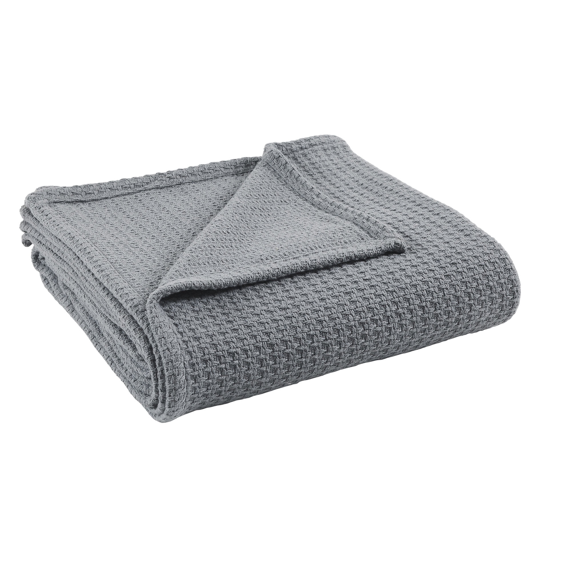 Modern Thread Charcoal Waffle Weave 100% Cotton Adult Thermal Blanket, Full/Queen