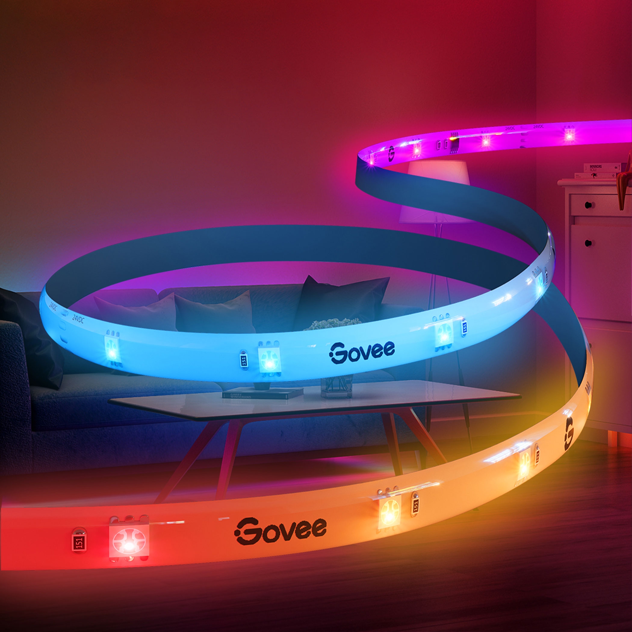 Govee 24.6ft Wi-Fi RGBIC LED Strip Light with Voice Control photo 3